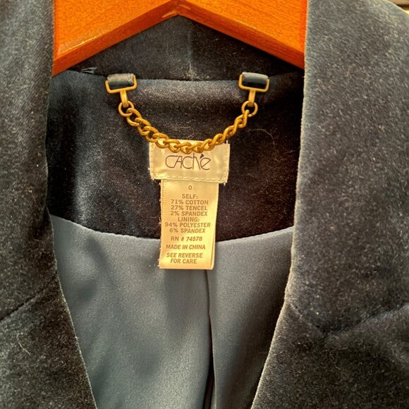 Cache Soft Velvet Teal Blazer - Size 0 - Picture 3 of 3